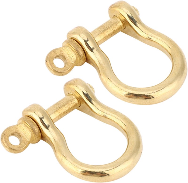Kodrily 2Pcs Brass D Ring Shackles, 0.39in Key Shackle, Golden Anchor Shackle Fob, U Type Screw in Shackle, Portable Mini Shackle Horseshoe Clasp for Key Ring Hook Buckle, 10mm - Image 1